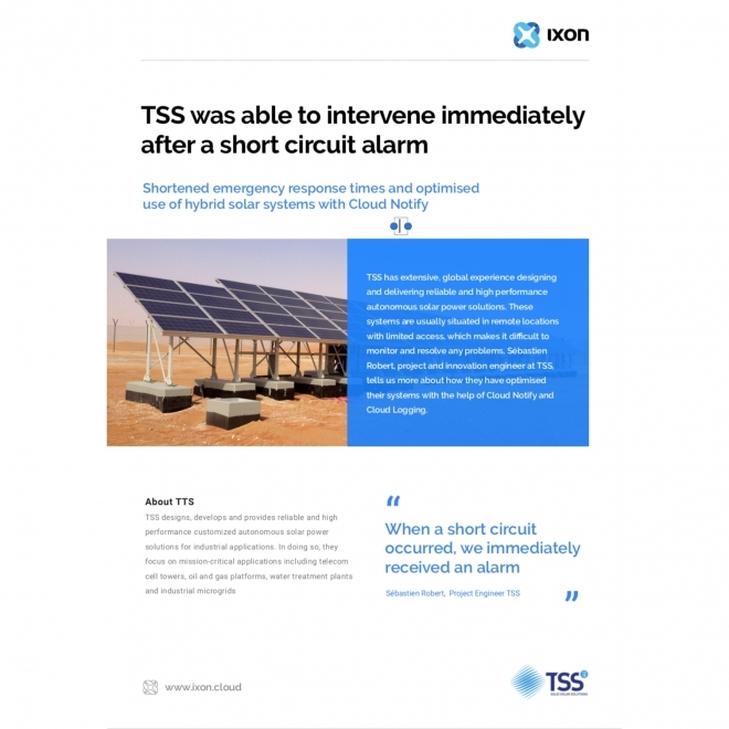 TSS4U using IIoT to collect machine data and created alarms of important events - IXON Industrial IoT Case Study